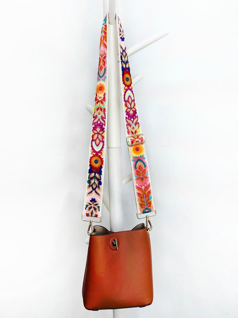 TCOMVEZ Embroidery Flower Purse Strap Replacement Crossbody for Handbags Women Guitar Strap 2 inch Wide Adjustable Bag Straps (Ivory) - Image 5